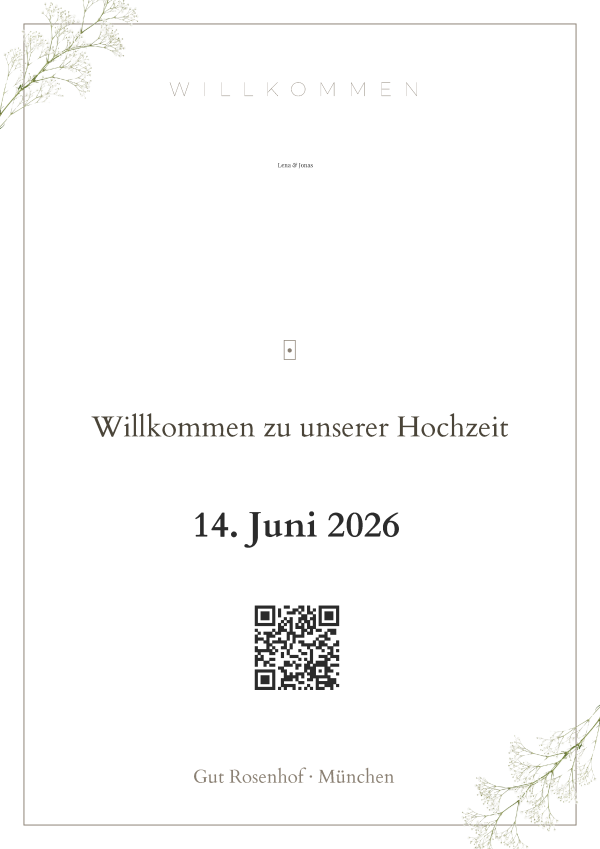 Willkommensschild „Blütenzart" – Minimal