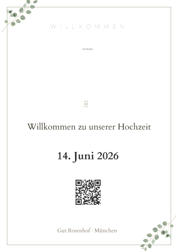 Willkommensschild „Eucalyptus" – Modern