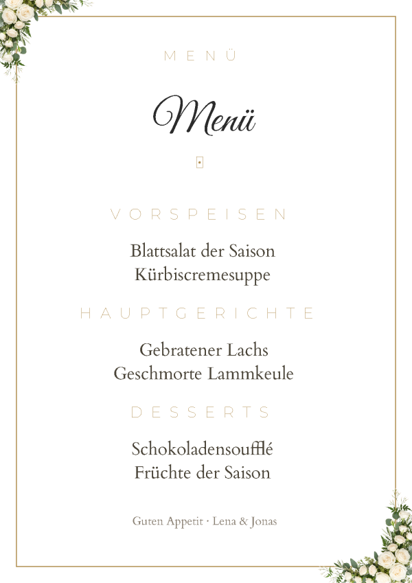 Menükarte „Klara" – Klassik